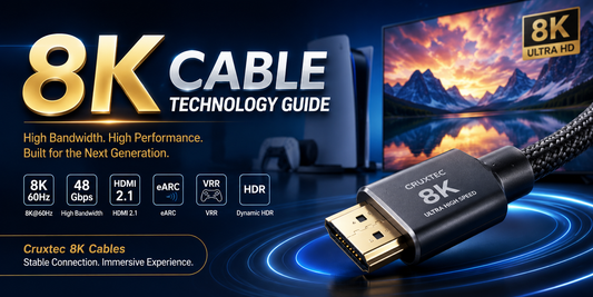 Cruxtec 8K cable technology guide hero image for ultra-high-definition displays
