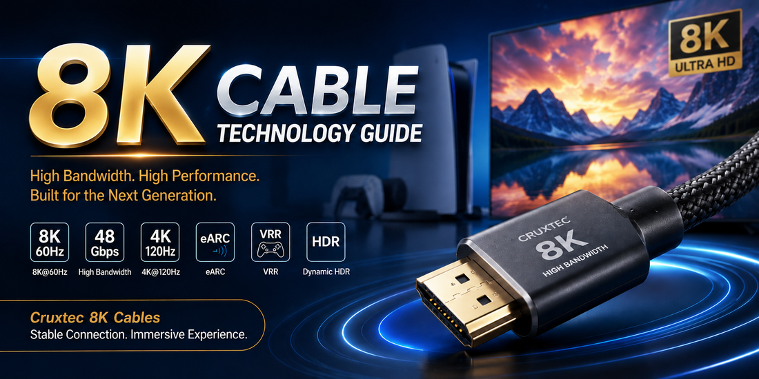 Cruxtec 8K cable technology guide hero image for ultra-high-definition displays