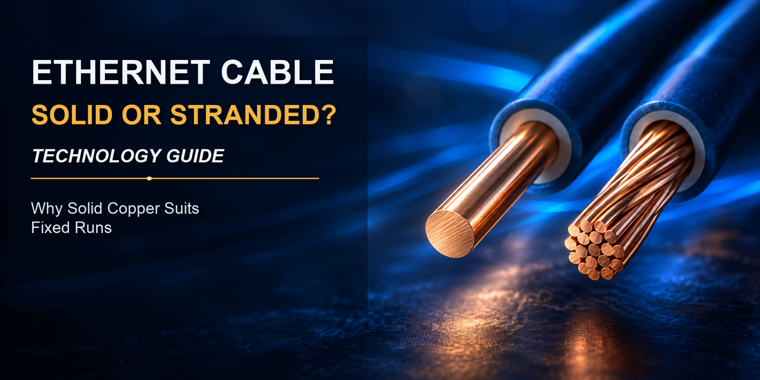 Illustration comparing one solid copper Ethernet conductor with a bundle of fine stranded copper wires