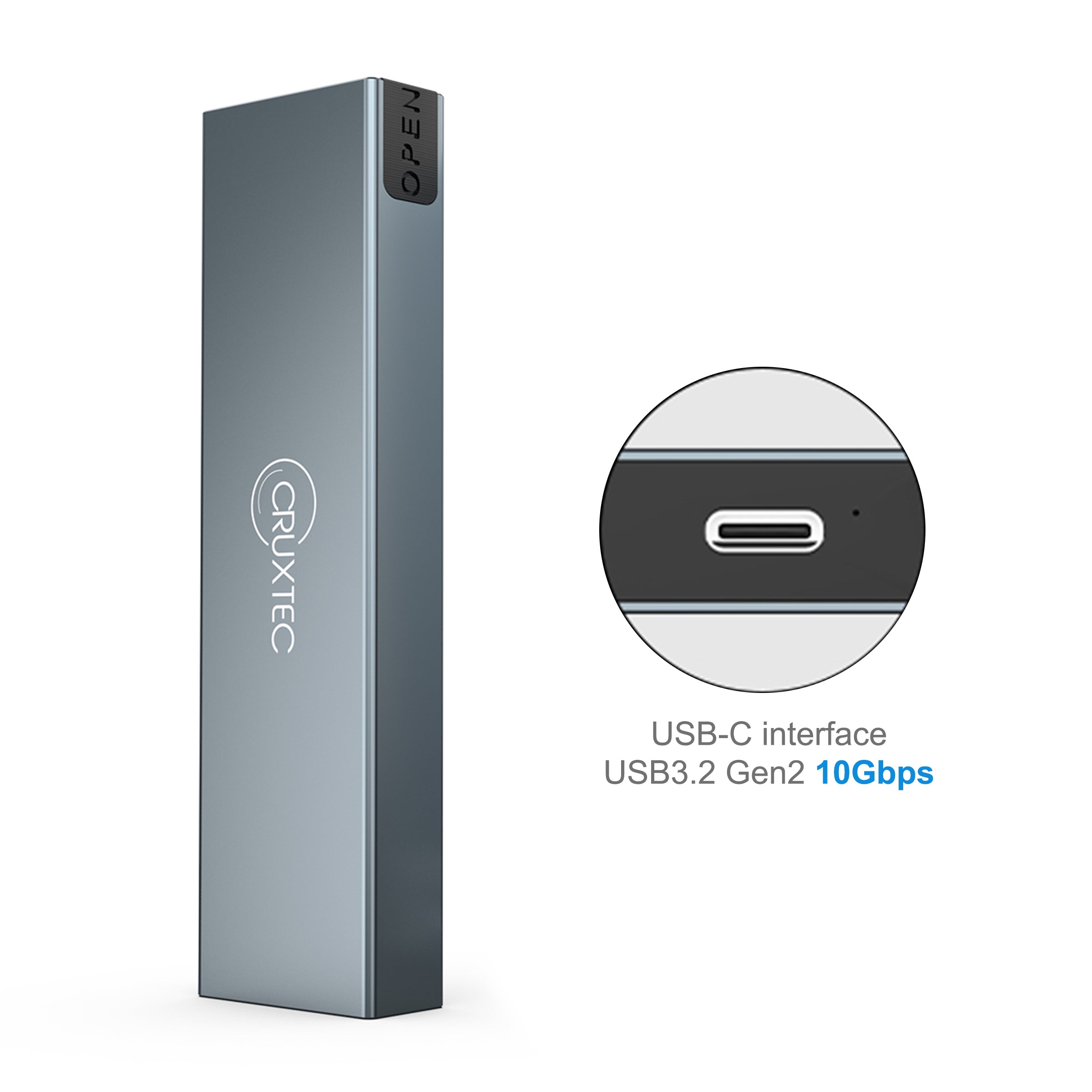 Cruxtec NVMe & NGFF Dual Protocol M.2 SSD to USB-C Enclosure 10Gbps image