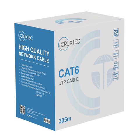 Cruxtec CAT6 UTP Solid Bare Copper Ethernet Cable Reel Box (Blue 305m) image