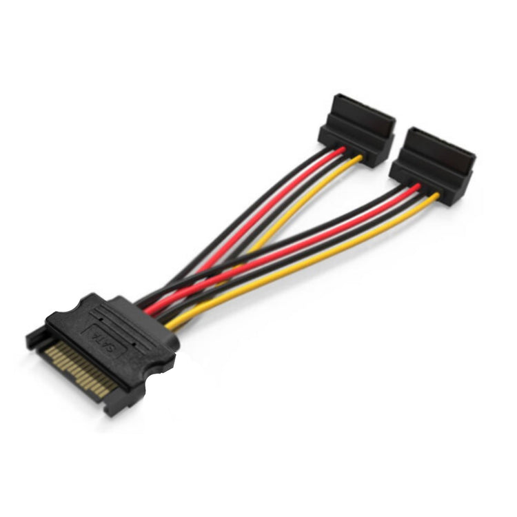 Cruxtec SATA Power Splitter Cable 15pin Male to 2 x 15pin Female 90deg (20cm) image