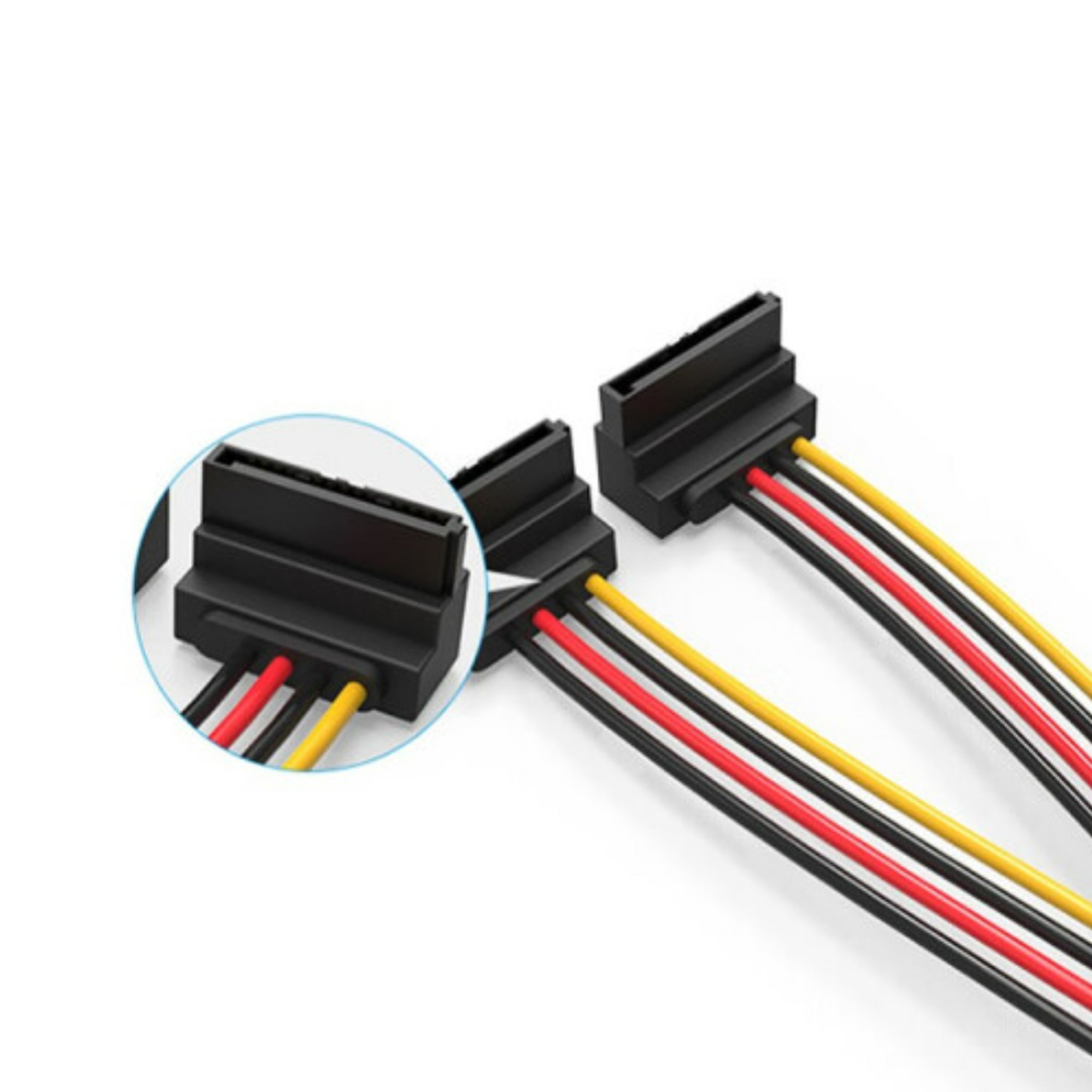 Cruxtec SATA Power Splitter Cable 15pin Male to 2 x 15pin Female 90deg (20cm) image