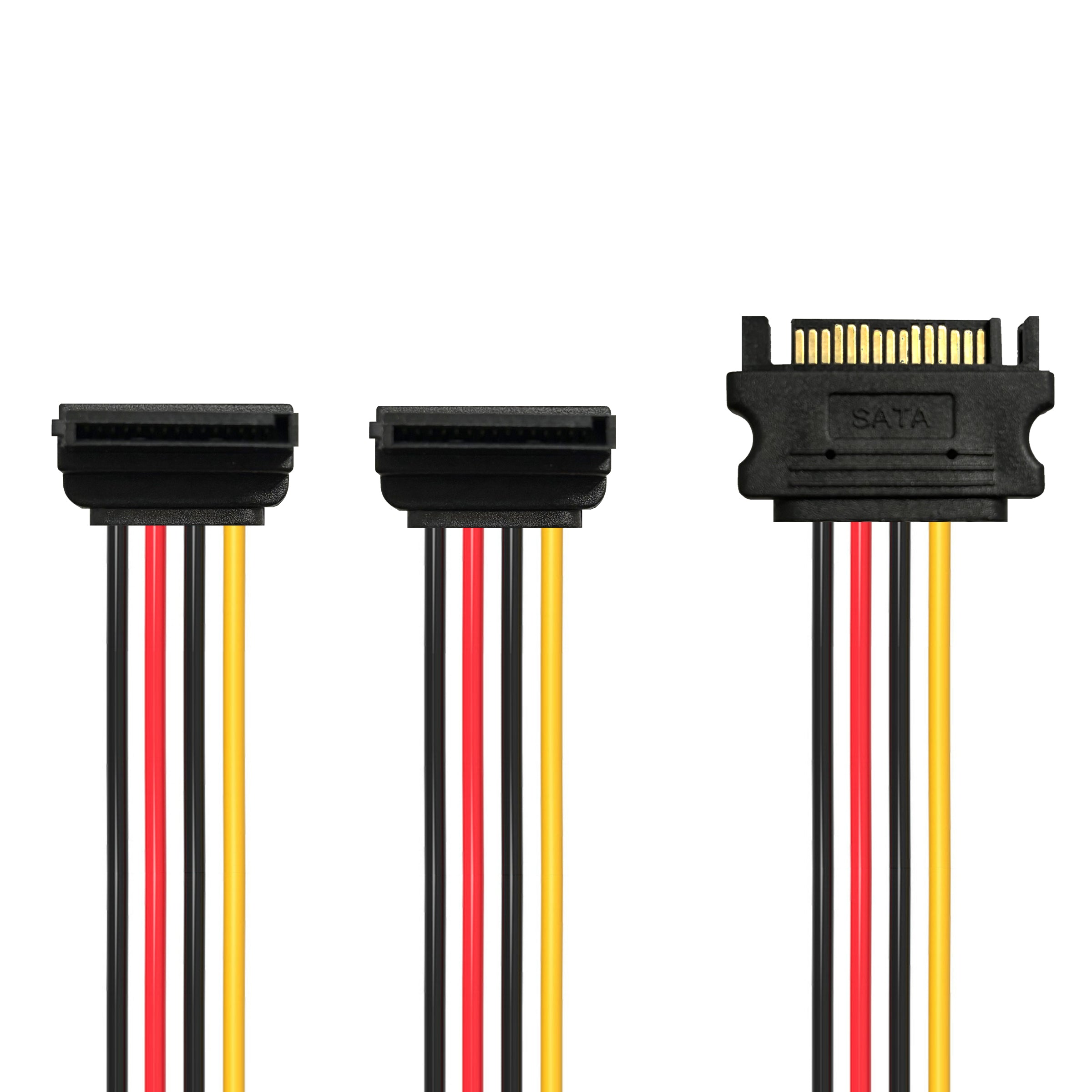Cruxtec SATA Power Splitter Cable 15pin Male to 2 x 15pin Female 90deg (20cm) image