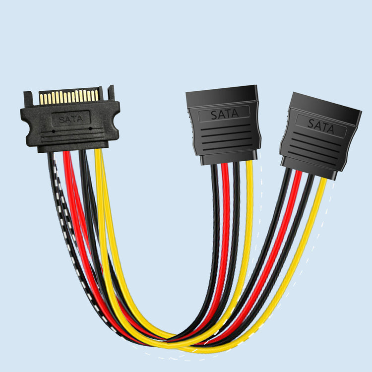Cruxtec SATA Power Splitter Cable 15pin Male to 2 x 15pin Female (20cm) image