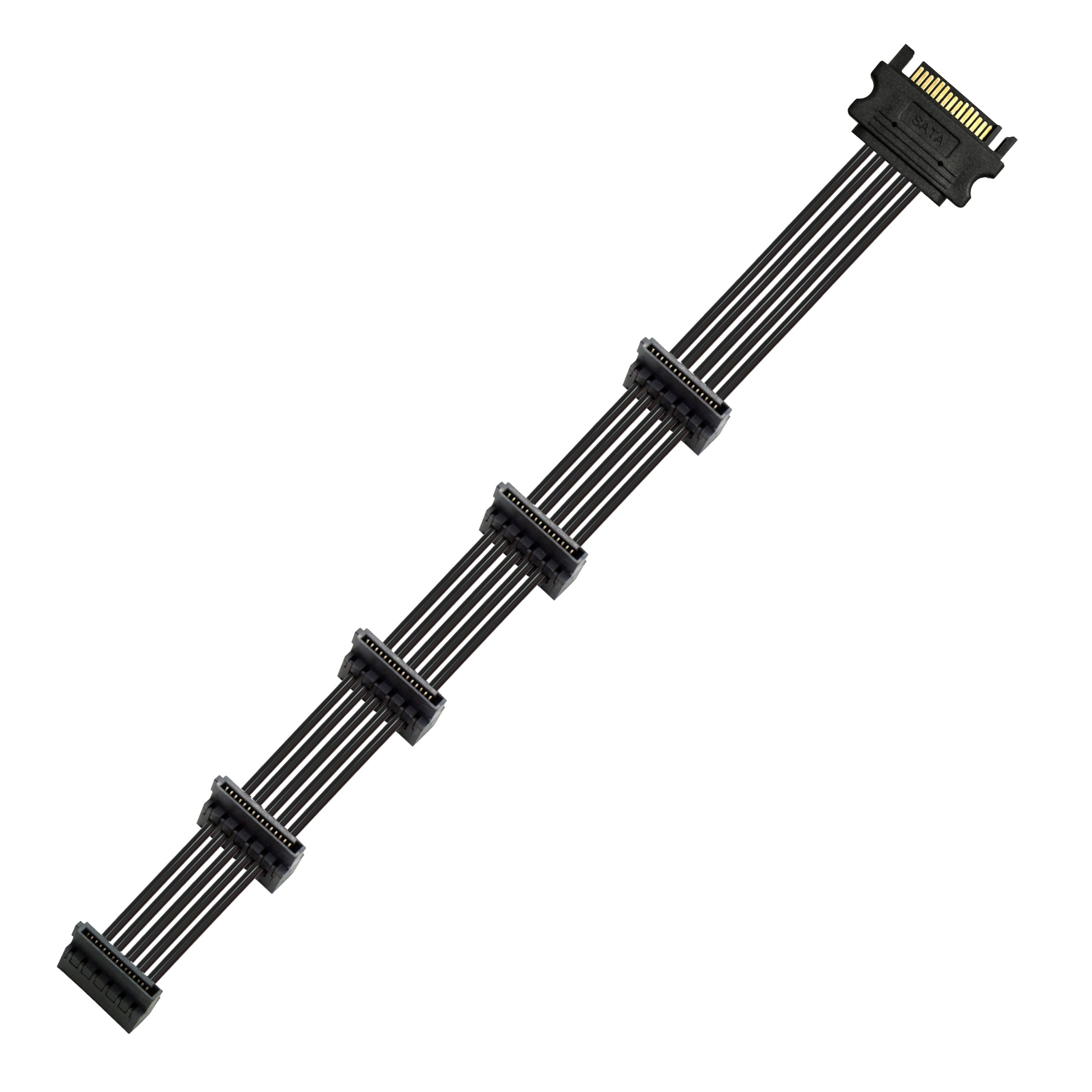 Cruxtec SATA Power Splitter Cable 15pin Male to 5 x 15pin Female 90deg (40cm) image