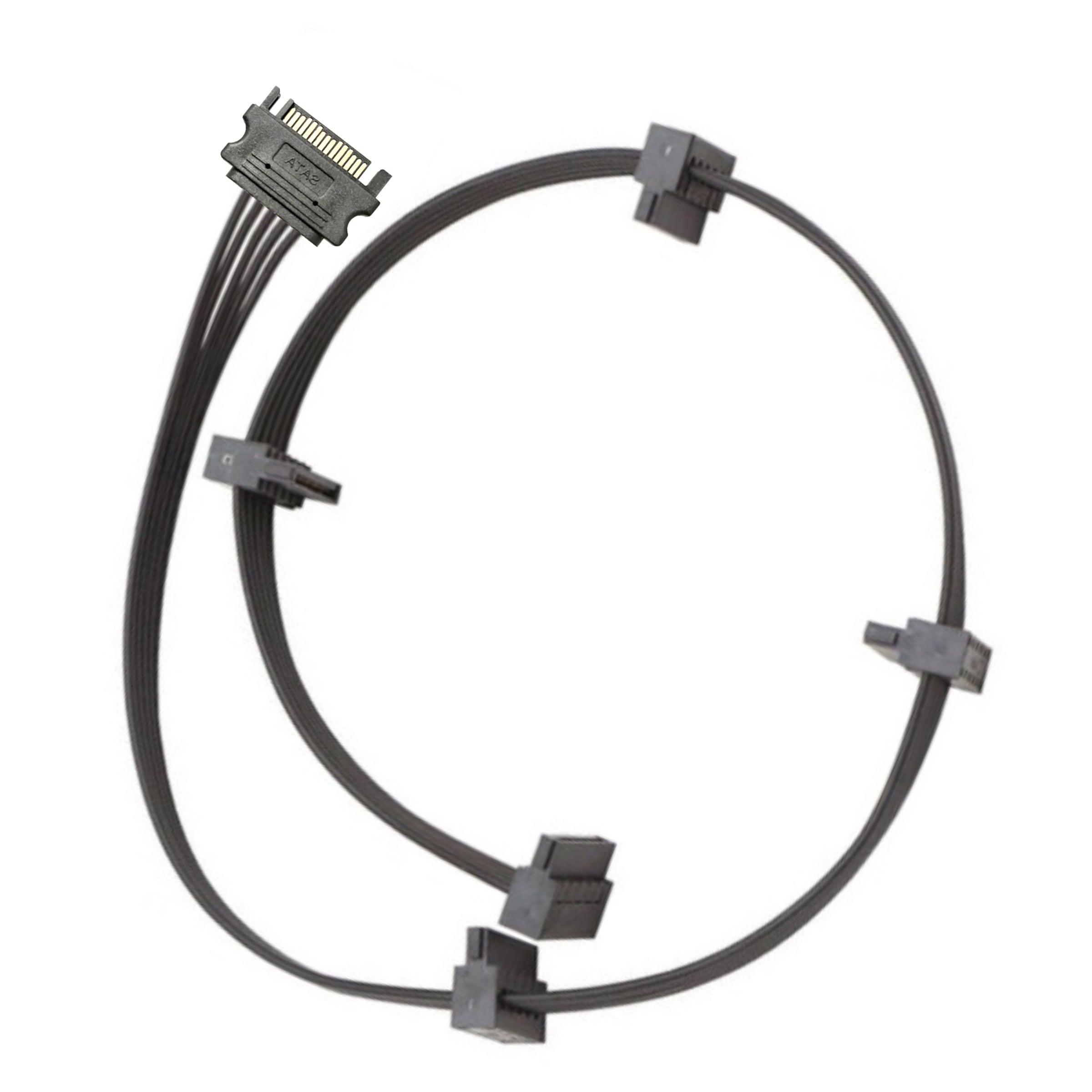 Cruxtec SATA Power Splitter Cable 15pin Male to 5 x 15pin Female 90deg (40cm) image