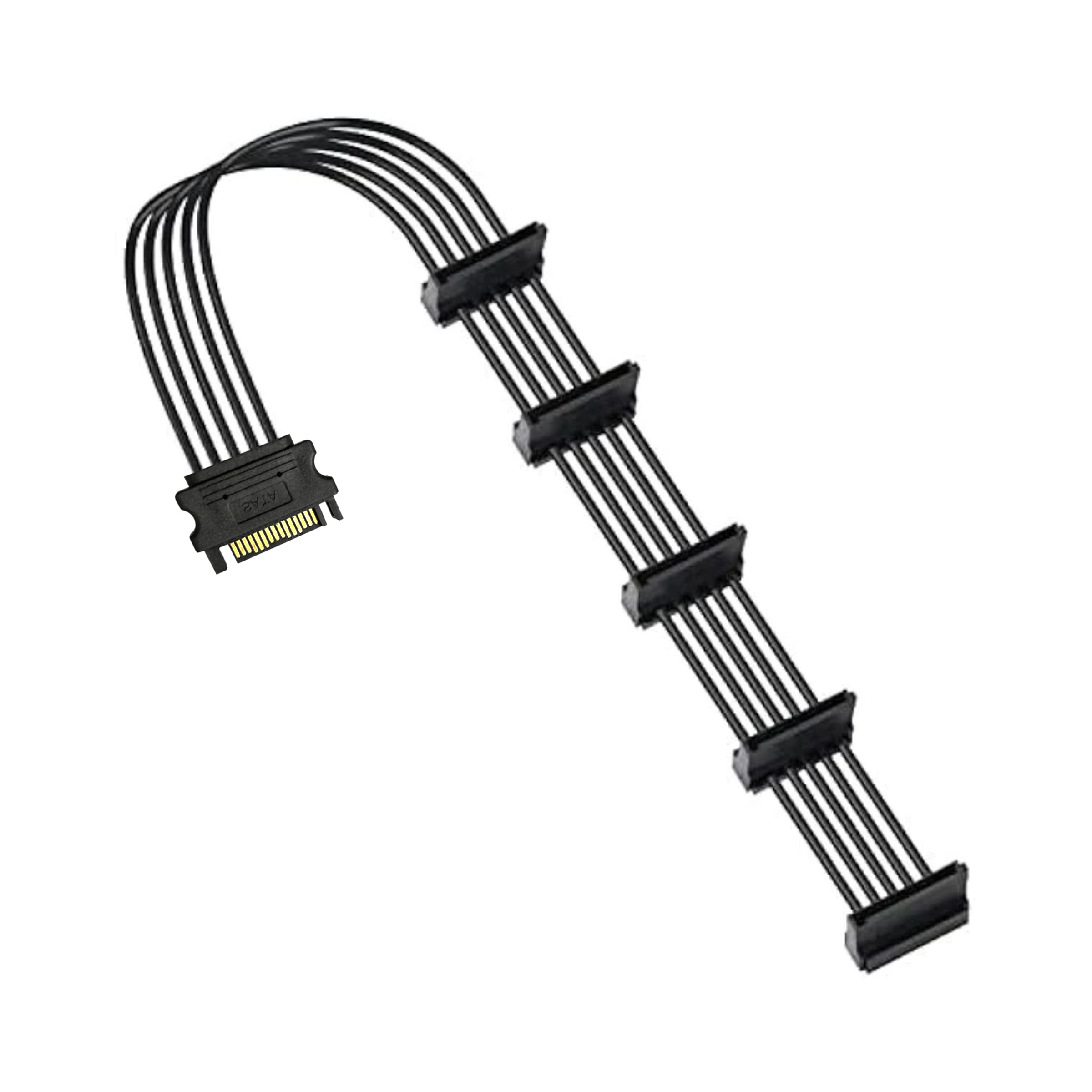 Cruxtec SATA Power Splitter Cable 15pin Male to 5 x 15pin Female 90deg (40cm) image