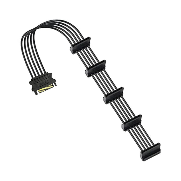 Cruxtec SATA Power Splitter Cable 15pin Male to 5 x 15pin Female 90deg (40cm) image