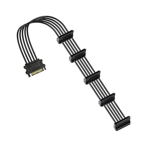 Cruxtec SATA Power Splitter Cable 15pin Male to 5 x 15pin Female 90deg (40cm) image