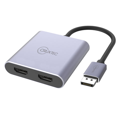 Cruxtec DisplayPort to Dual HDMI Adapter 4K@60Hz (Silver Grey 15cm) image