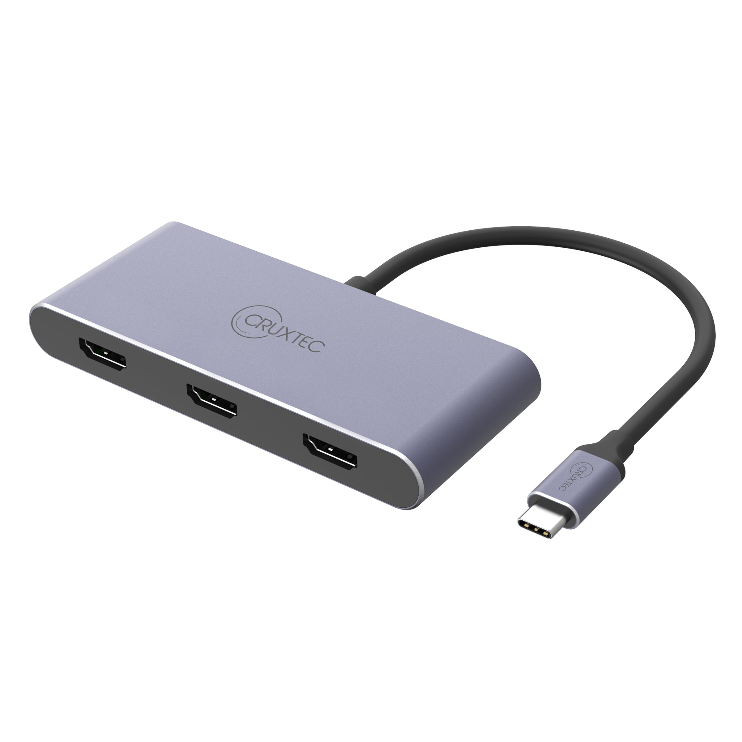Cruxtec USB-C to Triple HDMI Multi-Monitor Adapter 8K@60Hz (Silver Grey 15cm) image