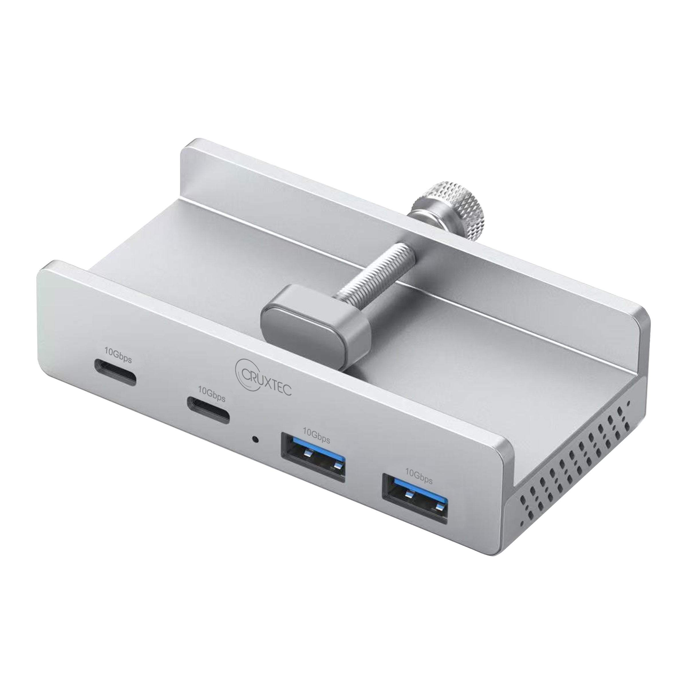 Cruxtec 4-Port Clamp-Mounted USB 3.1 Gen2 10Gbps Hub with Type-C Power Port image