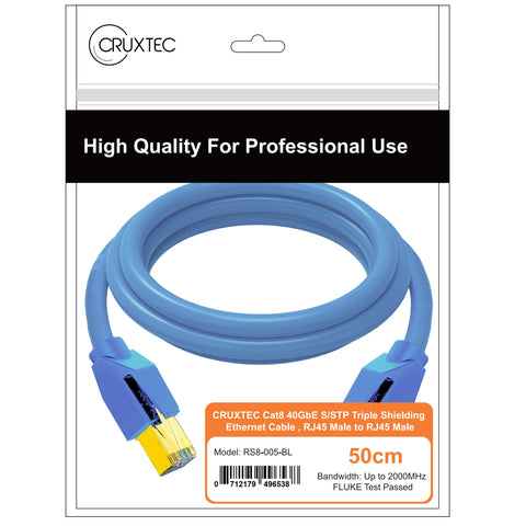 Cruxtec CAT8 S/FTP 40GbE Shielded Ethernet Cable (Blue 3m) image