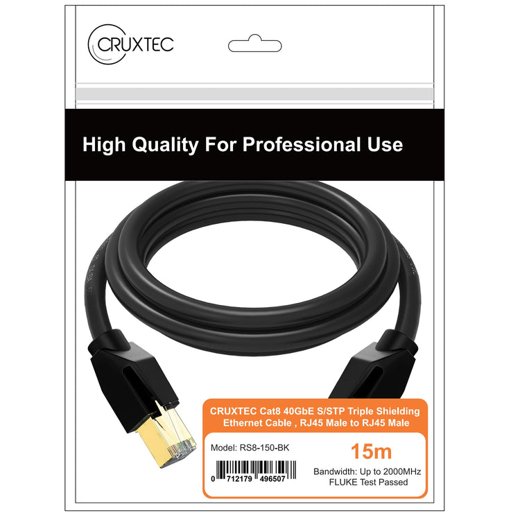 Cruxtec CAT8 S/FTP 40GbE Shielded Ethernet Cable (Black 1m) image