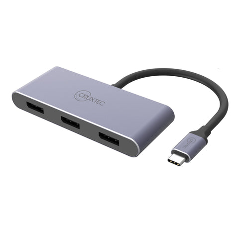 Cruxtec USB-C to Triple DisplayPort Multi-Monitor Adapter 8K@60Hz (Silver Grey 15cm) image