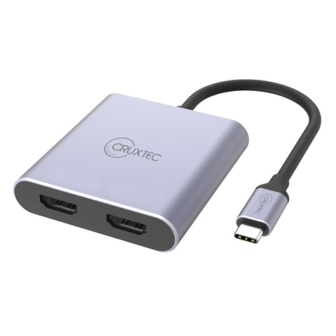 Cruxtec USB-C to Dual HDMI Adapter 4K@60Hz (Silver Grey 15cm) image