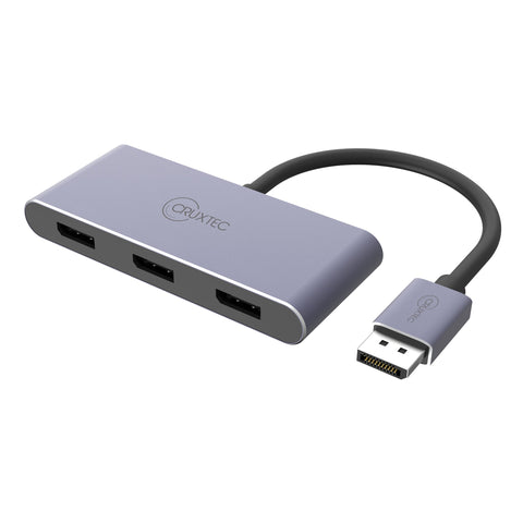 Cruxtec DisplayPort to Triple DisplayPort Multi-Monitor Adapter 8K@60Hz (Silver Grey 15cm) image