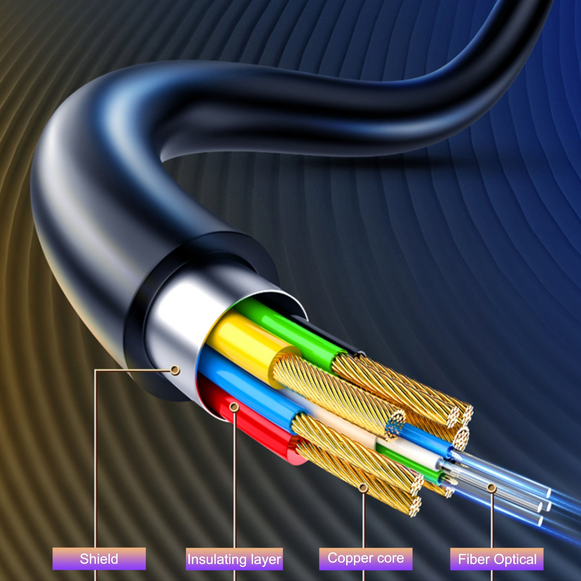 Cruxtec Premium High-Speed Active Optical Fiber HDMI Cable 4K@60Hz (Black 30m) image