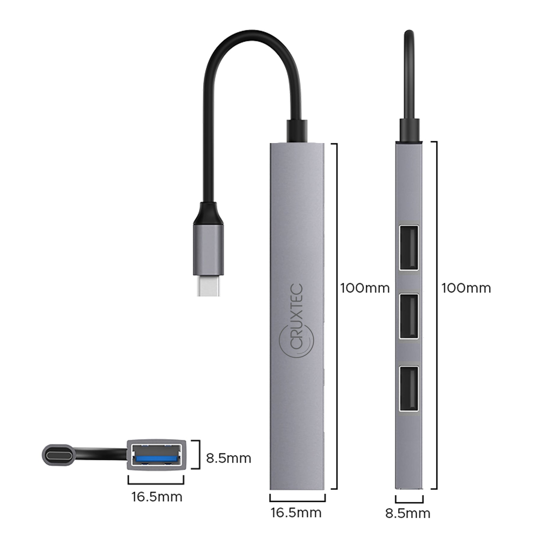 Cruxtec 4-Port High-Speed USB-C 3.0 Ultra-Slim Hub image