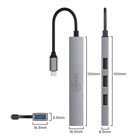 Cruxtec 4-Port High-Speed USB-C 3.0 Ultra-Slim Hub image