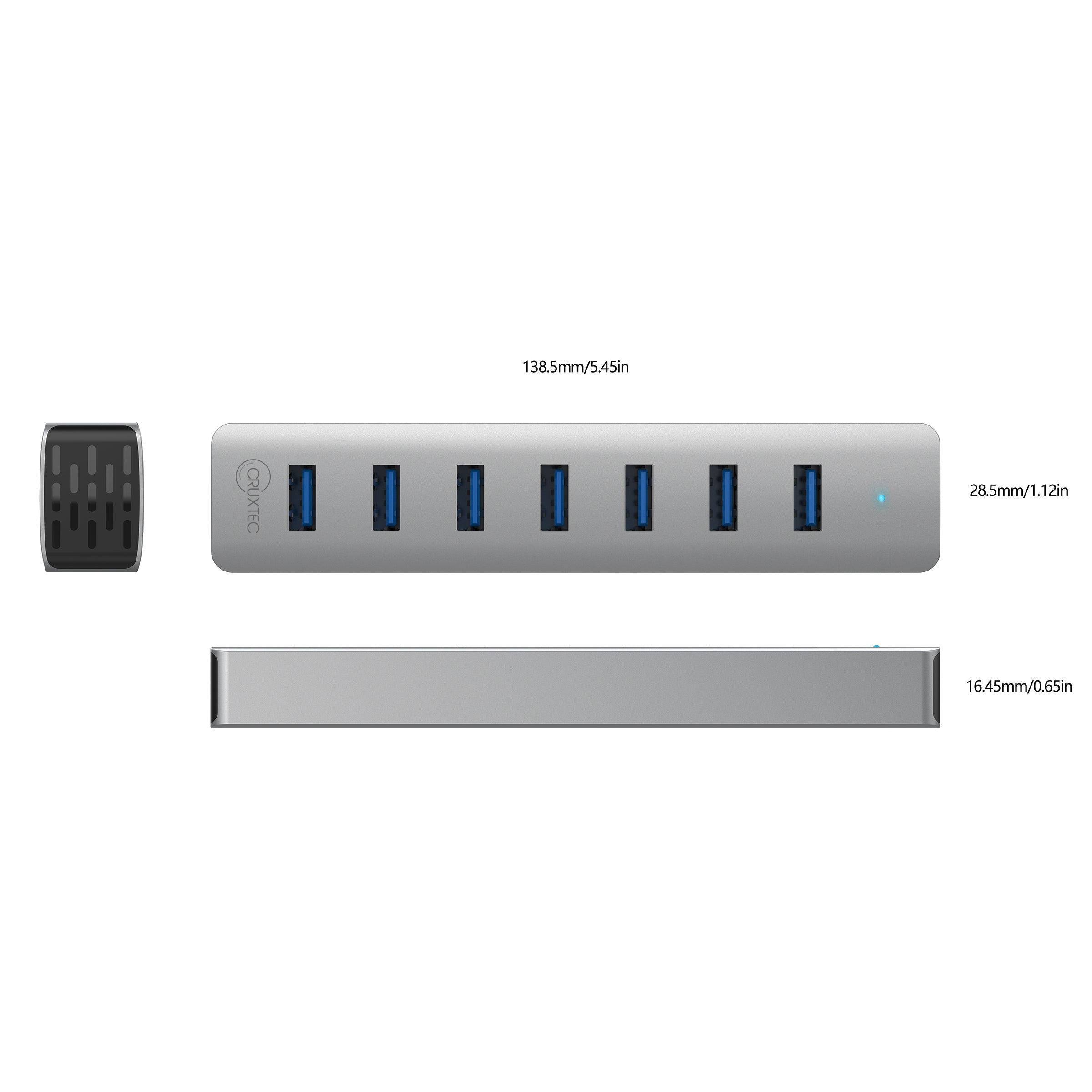 Cruxtec 7-Port USB 3.0 Hub with Type-C Power Port image
