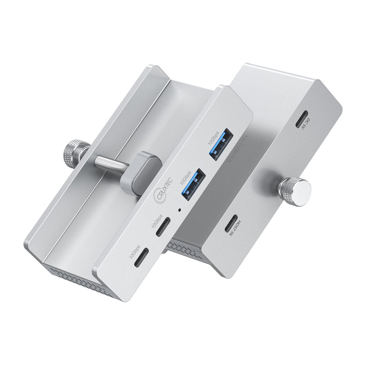 Cruxtec 4-Port Clamp-Mounted USB 3.1 Gen2 10Gbps Hub with Type-C Power Port image