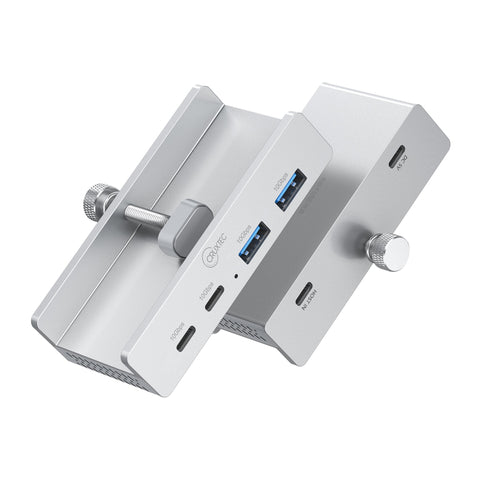 Cruxtec 4-Port Clamp-Mounted USB 3.1 Gen2 10Gbps Hub with Type-C Power Port image