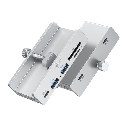 Cruxtec 5-Port Clamp-Mounted USB 3.0 Hub with Type-C Power Port and Card Reader image
