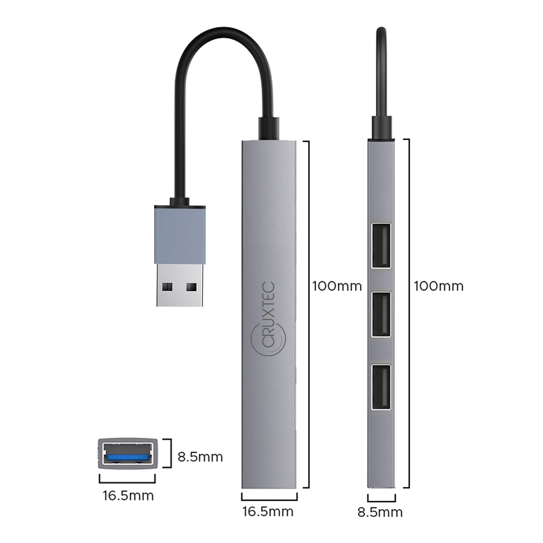 Cruxtec 4-Port High-Speed USB-A 3.0 Ultra-Slim Hub image