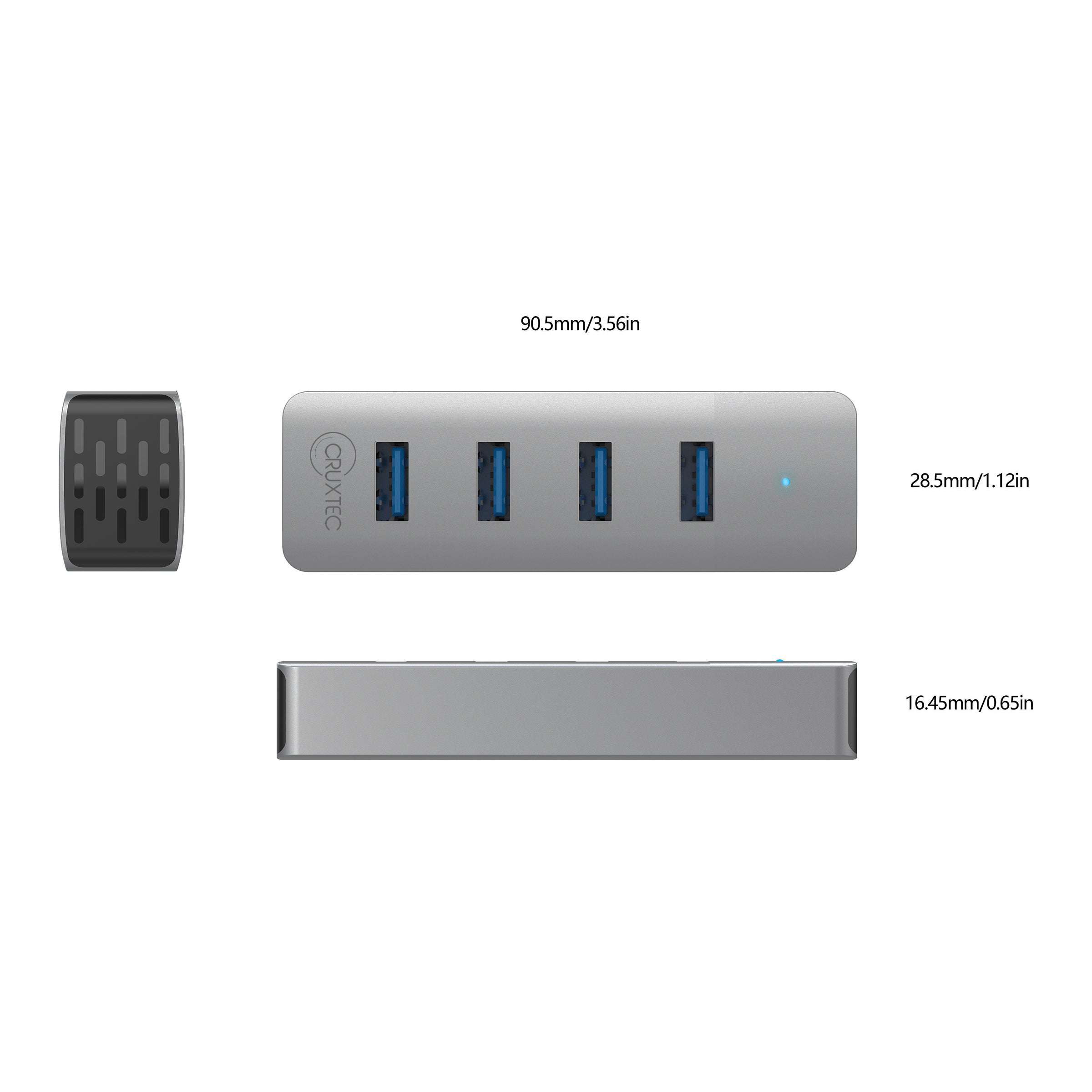 Cruxtec 4-Port USB 3.0 Hub with USB-C Power Port image