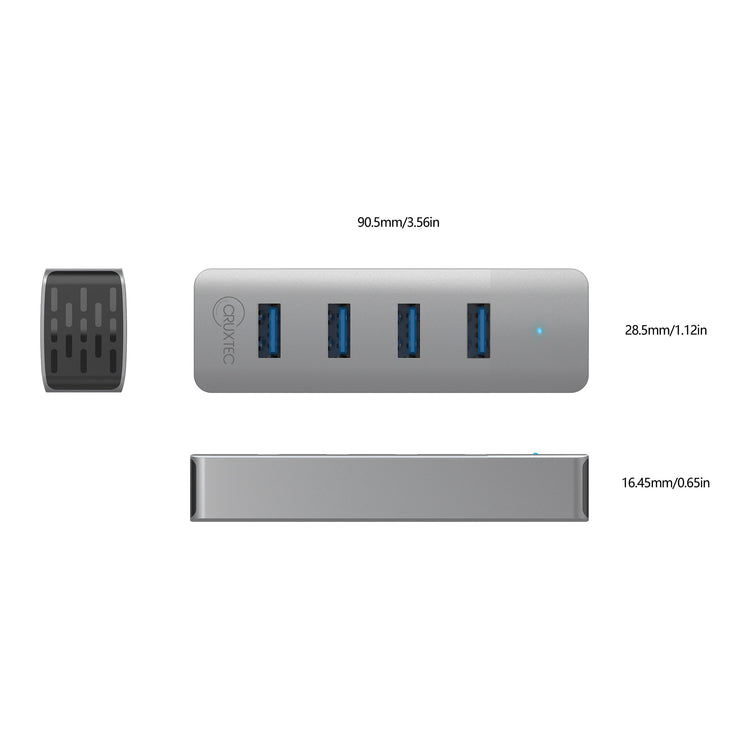 Cruxtec 4-Port USB 3.0 Hub with USB-C Power Port image
