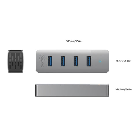 Cruxtec 4-Port USB 3.0 Hub with USB-C Power Port image
