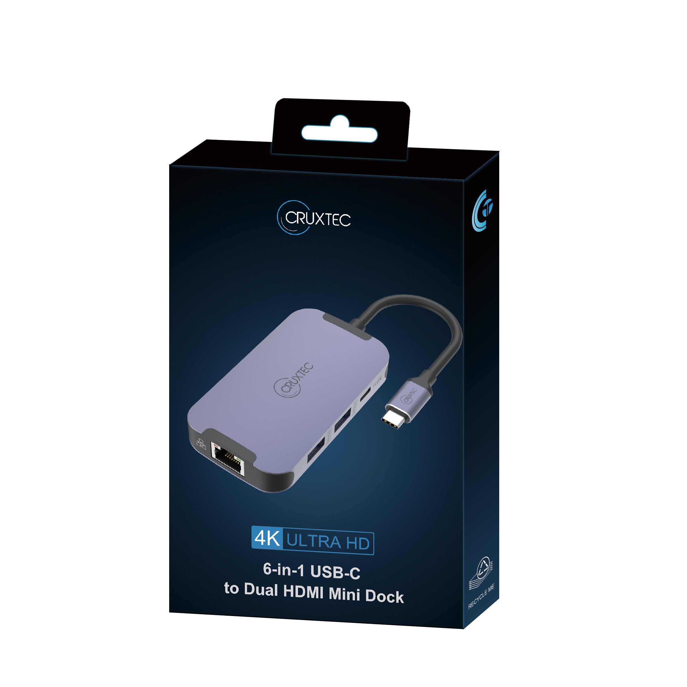 Cruxtec USB-C to DisplayPort Cable 4K@30Hz (Silver Grey 15cm) image