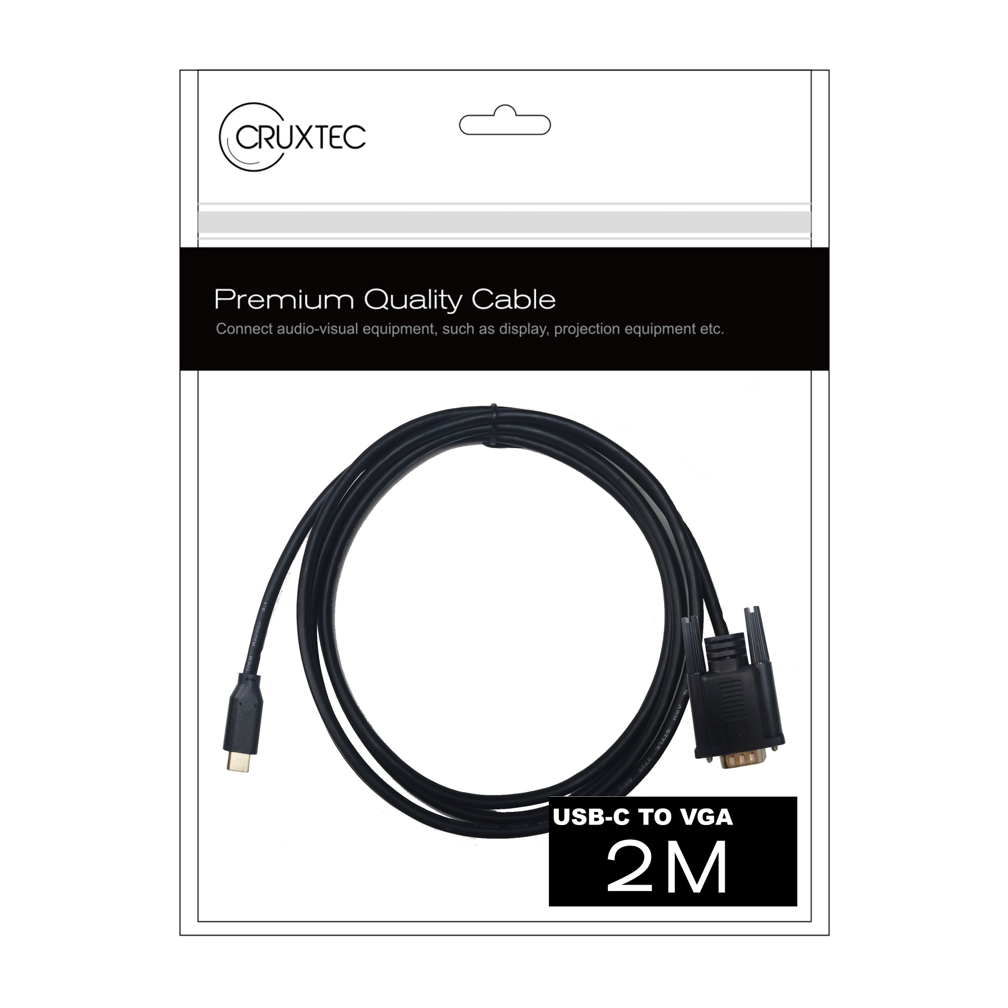 Cruxtec USB-C Male to VGA Male Cable (Black 2m) image