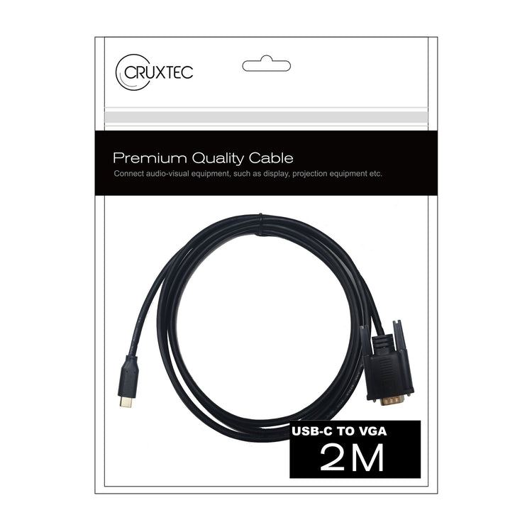 Cruxtec USB-C Male to VGA Male Cable (Black 2m) image