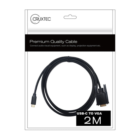 Cruxtec USB-C Male to VGA Male Cable (Black 2m) image