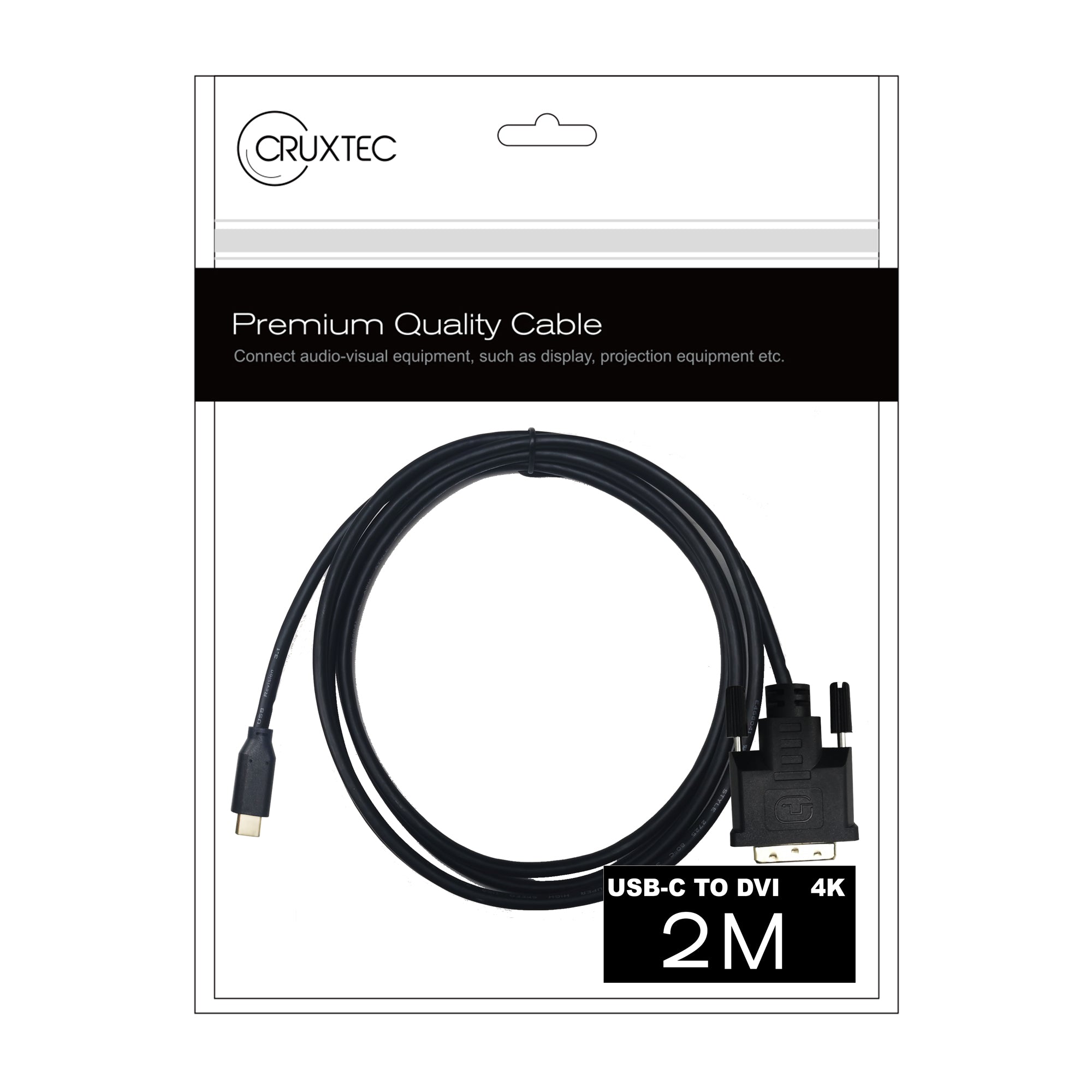 Cruxtec USB-C Male to DVI Male Cable 4K@30Hz (Black 2m) image