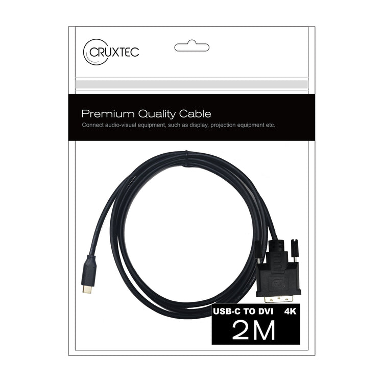 Cruxtec USB-C Male to DVI Male Cable 4K@30Hz (Black 2m) image