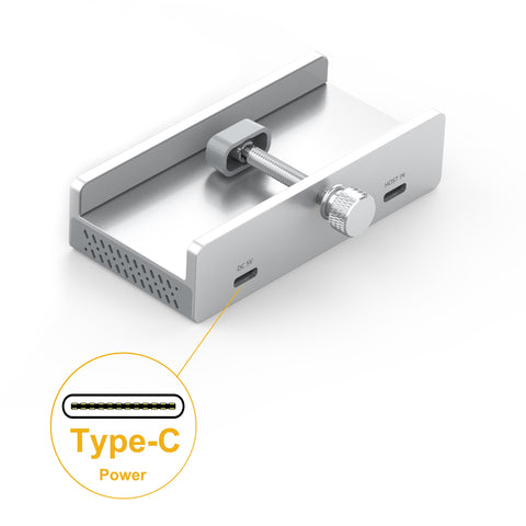 Cruxtec 4-Port Clamp-Mounted USB 3.1 Gen2 10Gbps Hub with Type-C Power Port image