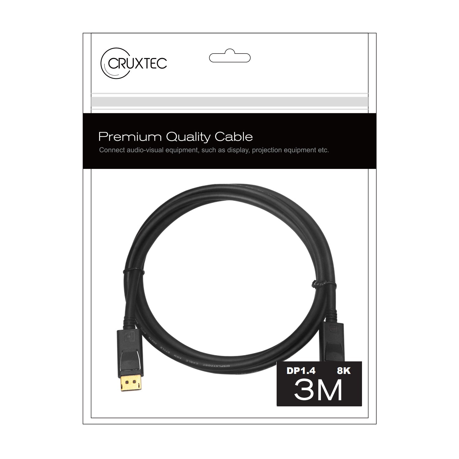 Cruxtec DisplayPort 1.4 Cable 8K@60Hz / 4K@120Hz (Black 3m) image