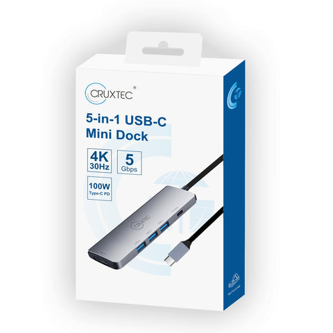 Cruxtec 5-in-1 USB-C Mini Dock with HDMI Output image