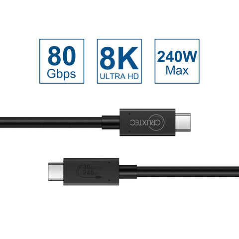 Cruxtec USB4 USB-C Full-Feature Coaxial Cable ( 240W , 80Gpbs , ) 8K@60Hz / 4K@120Hz (2m) image