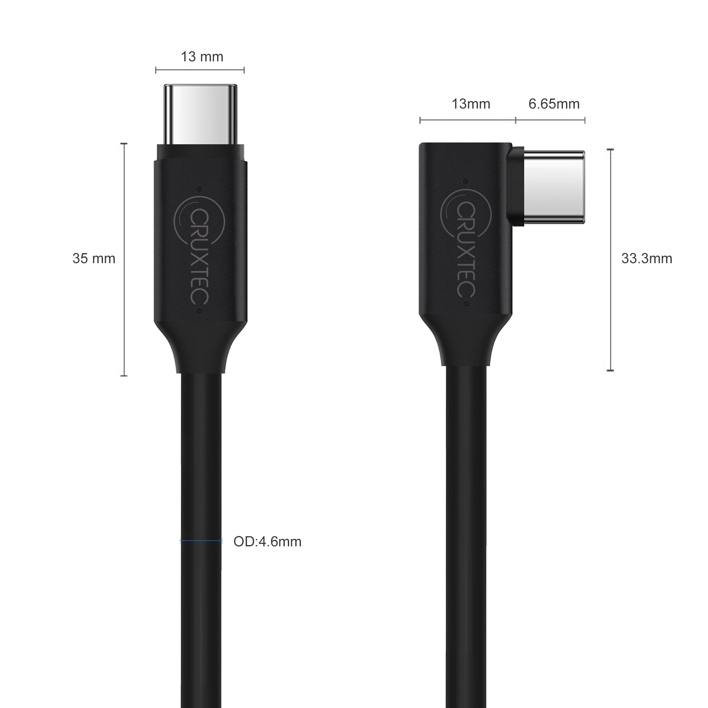 Cruxtec Optical Fiber Right-Angle USB-C to USB-C VR Link Cable (Black 5m) image