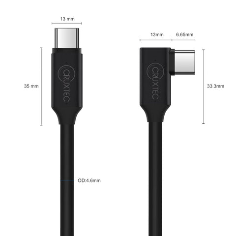 Cruxtec Optical Fiber Right-Angle USB-C to USB-C VR Link Cable (Black 5m) image
