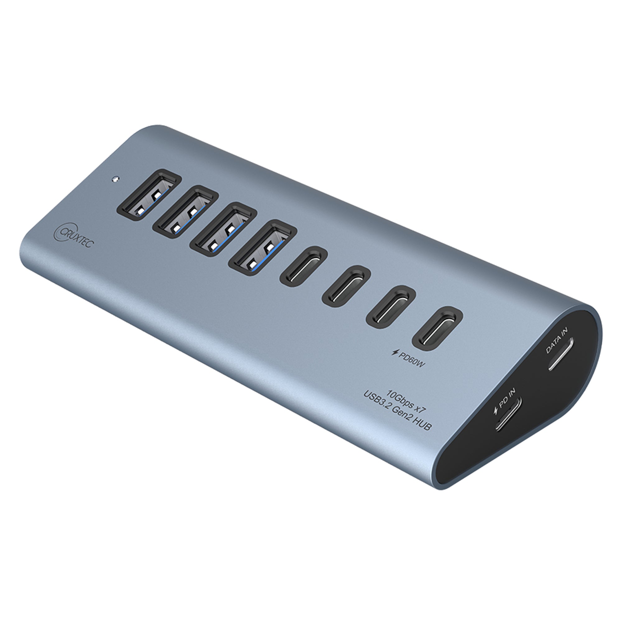 AC3-4U3C1P-SG Cruxtec USB 3.2 Gen 2 7-Port Hub with PD 60W Output (Space Grey) main product image