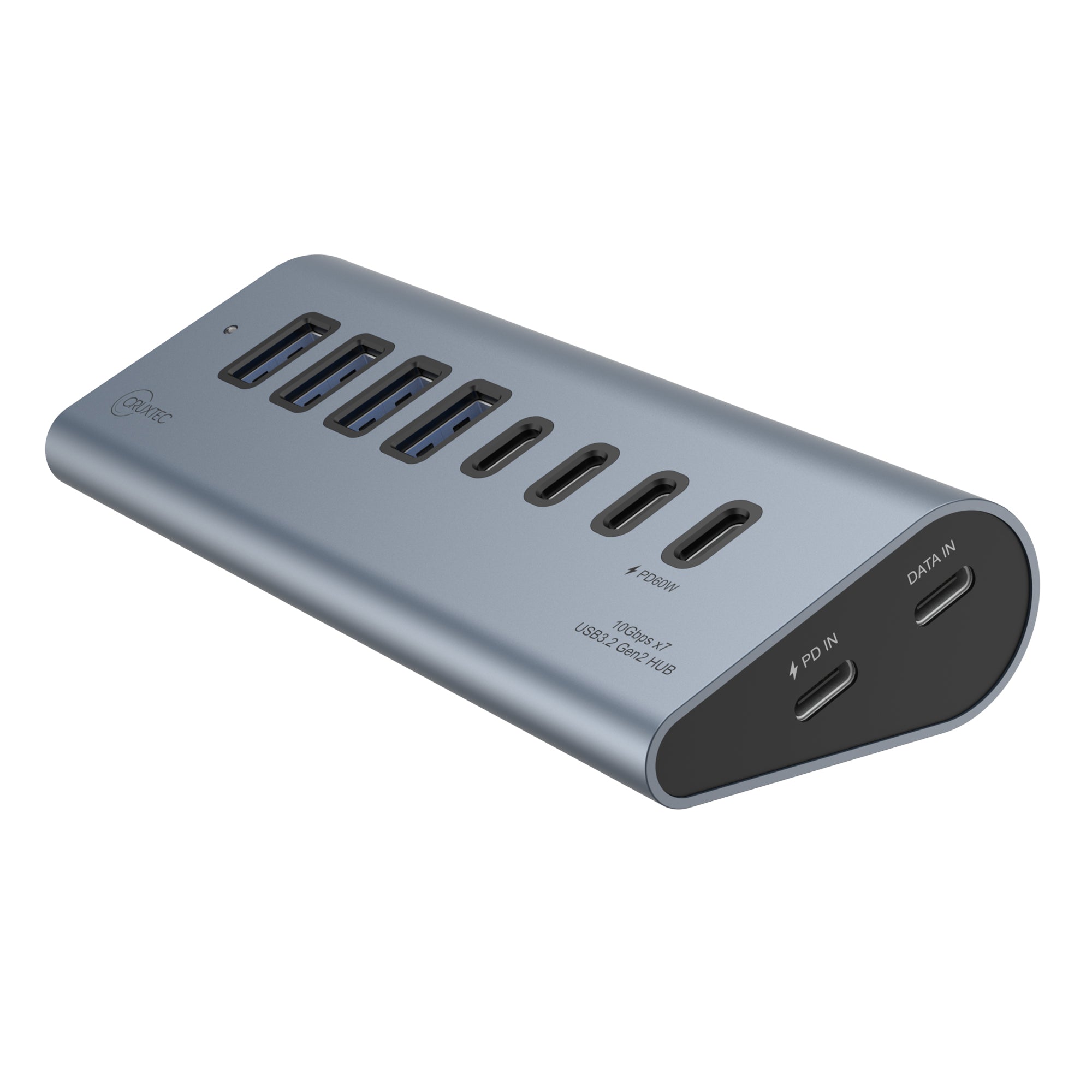 Cruxtec USB 3.2 Gen 2 7-Port Hub with PD 60W Output (Space Grey) product image 5