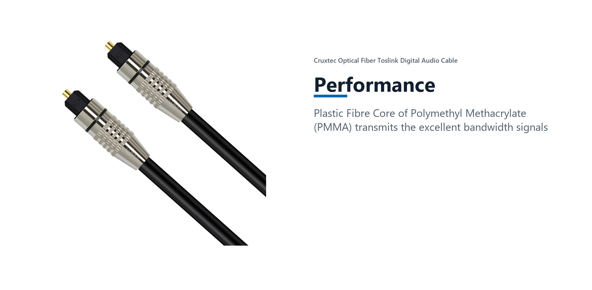 Cruxtec Optical Fiber Toslink Digital Audio Cable (1m) performance detail image with verified product information