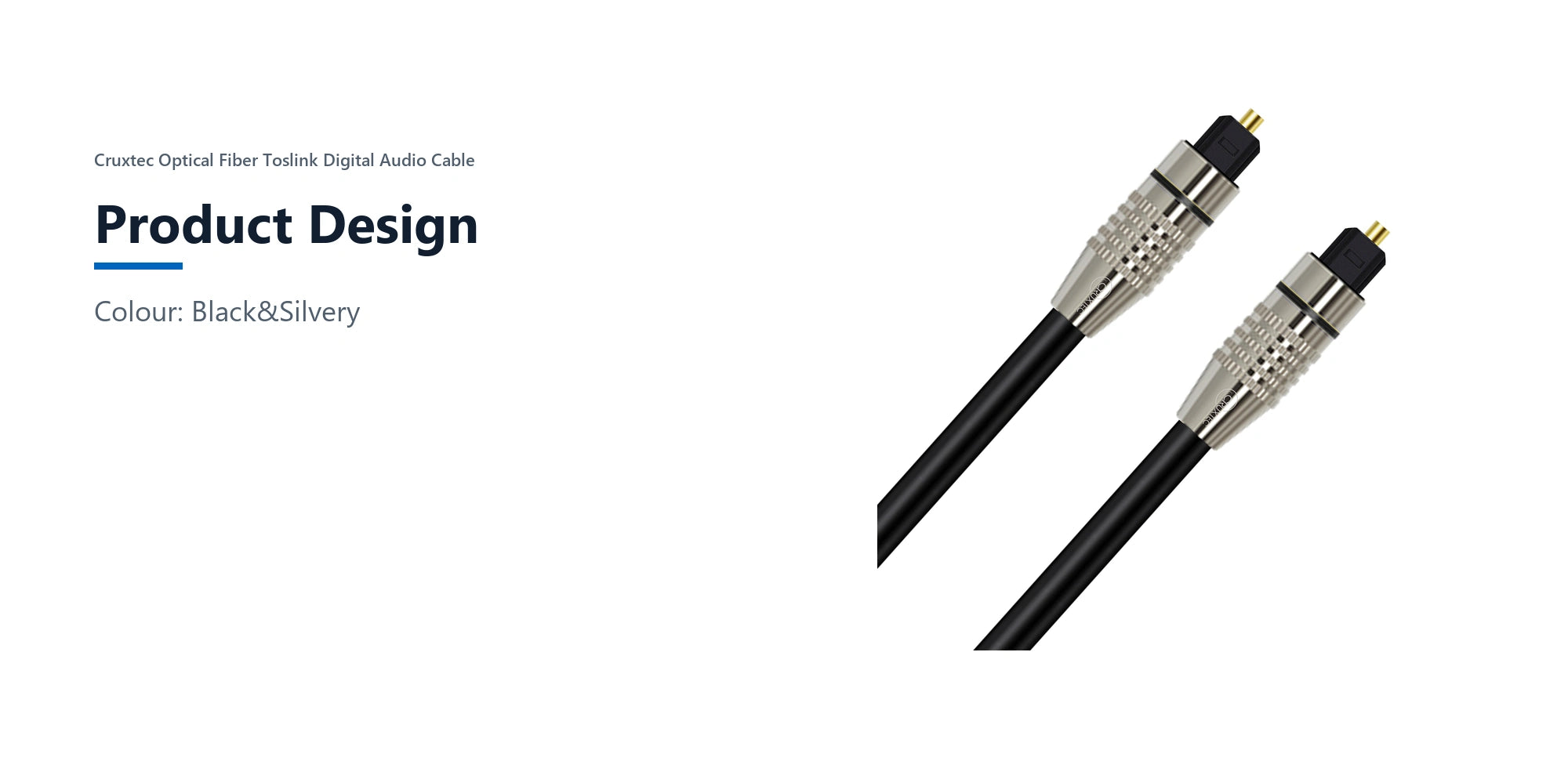 Cruxtec Optical Fiber Toslink Digital Audio Cable (1m) product design detail image with verified product information