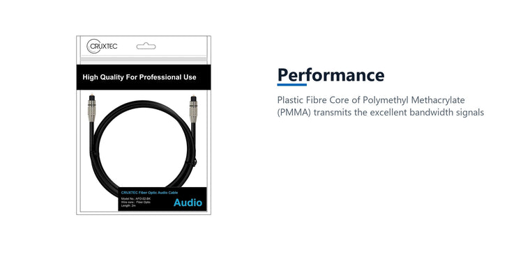 Cruxtec Optical Fiber Toslink Digital Audio Cable (2m) performance detail image with verified product information